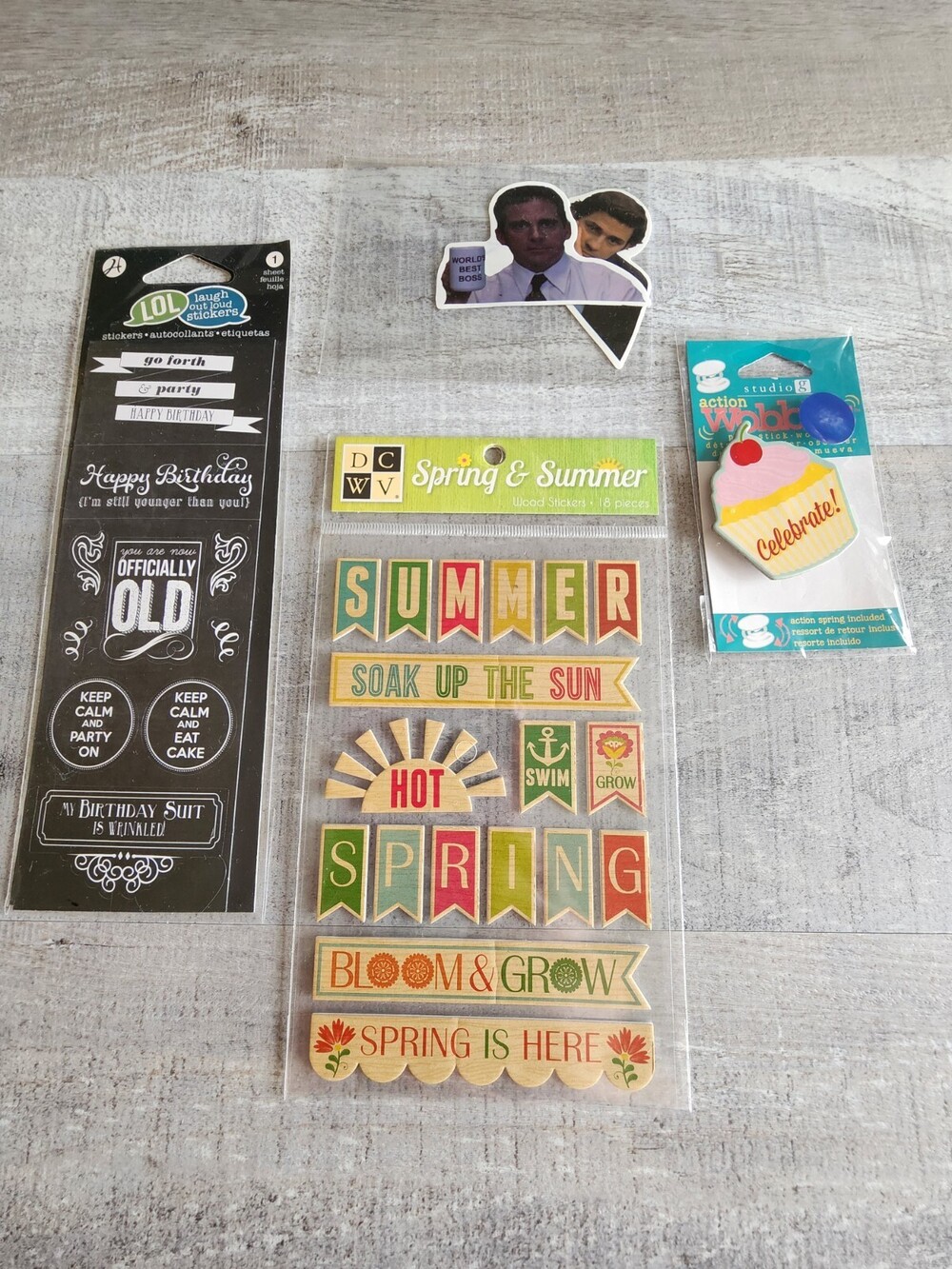 Scrapbook Stickers - 3D Summer Wood Stickers Cupcake Birthday DCWV Retired #34